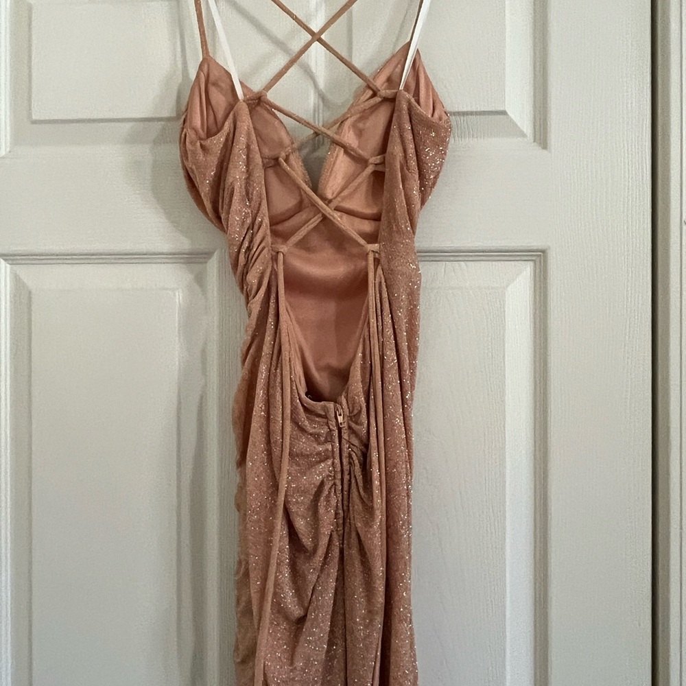 Windsor Glittery Rose Gold Evening Dress - Picture 4 of 5
